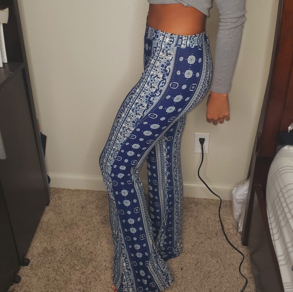 Blue grey palazzo pants